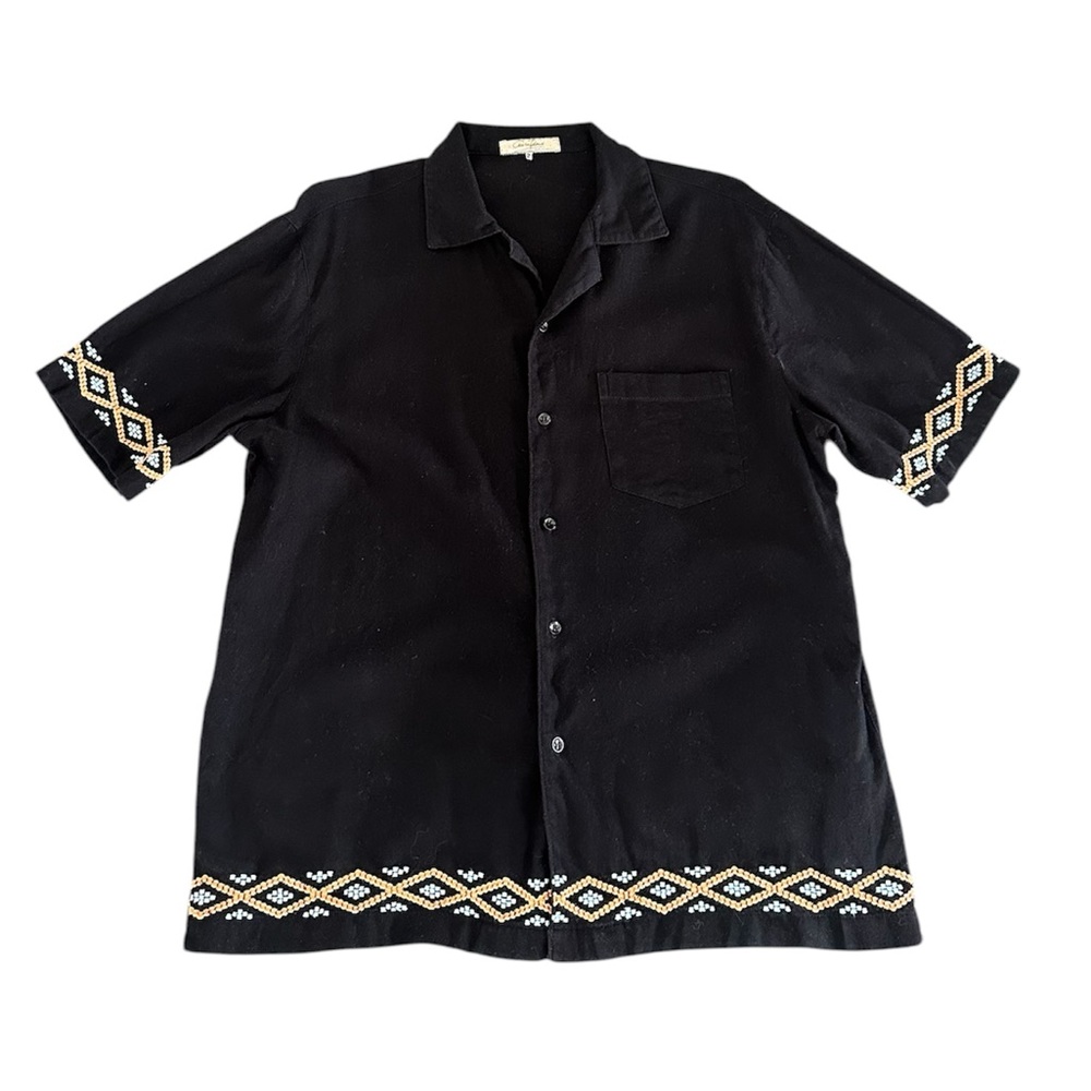 Cecilia Fadul men’s black short-sleeve button-down shirt size 2/L